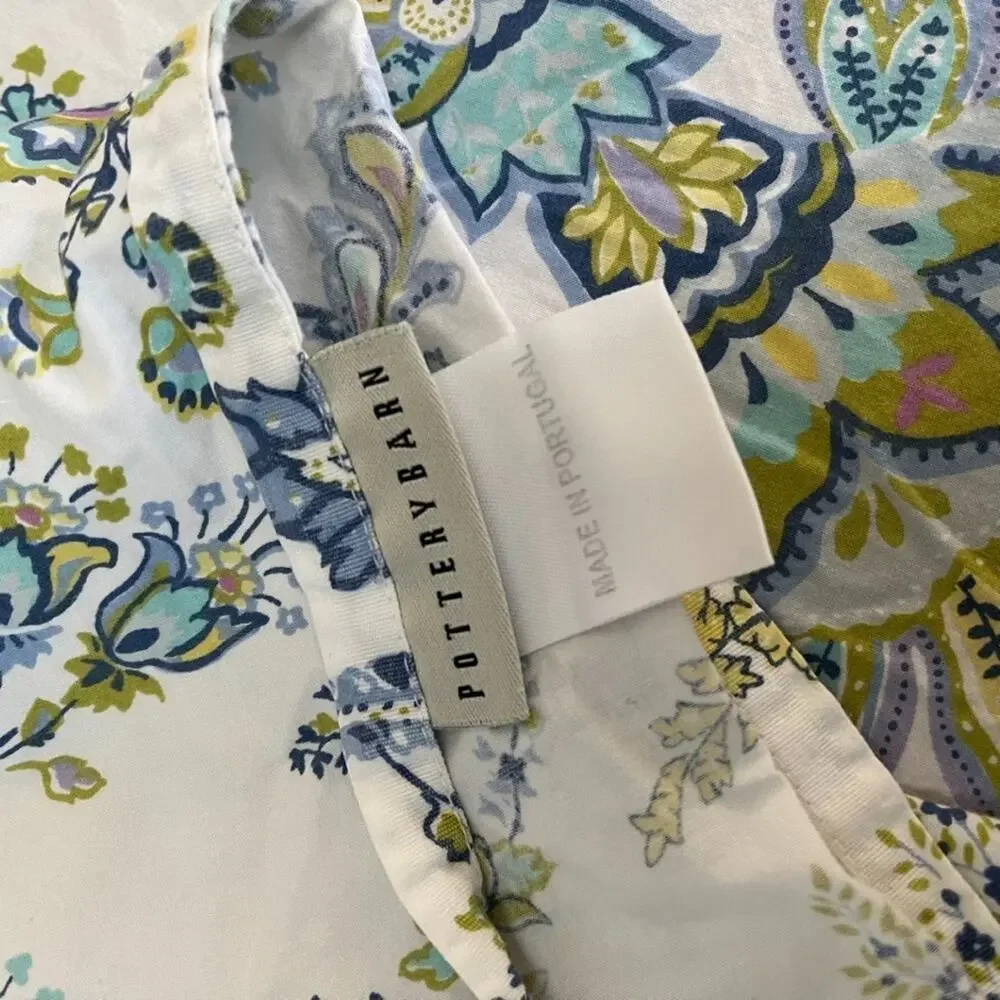 Pottery Barn Annie Paisley 100% Cotton King Flat Sheet